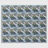 Bouvier des Flandres Christmas Car Ride Holiday ラッピングペーパー (フラット)