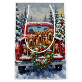 Bouvier des Flandres Christmas Red Truck Holiday ミディアムペーパーバッグ (正面)