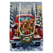 Bouvier des Flandres Christmas Red Truck Holiday ミディアムペーパーバッグ (裏面)
