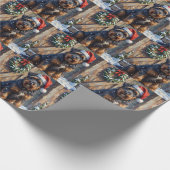 Bouvier des Flandres Snowy Farm Christmas ラッピングペーパー (角)