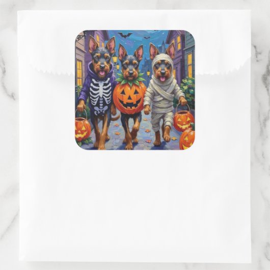 Bouvier des Flandres Trick-or-Treating Halloween スクエアシール (バッグ)