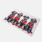 Bouviers des Flandres Christmas Dress Santa Hat ドアマット (アングル)
