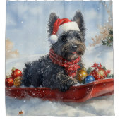 Bouviers Des Flandres Dog in Sledge Christmas シャワーカーテン (正面)