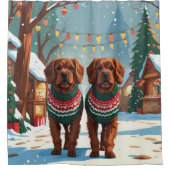 Bouviers des Flandres Dogs Christmas Snow Holiday  シャワーカーテン (正面)