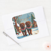 Bouviers des Flandres Dogs Christmas Snow Holiday  スクエアシール (封筒)