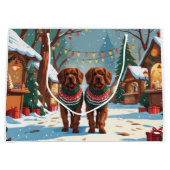 Bouviers des Flandres Dogs Christmas Snow Holiday  ラージペーパーバッグ (正面)