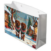Bouviers des Flandres Dogs Christmas Snow Holiday  ラージペーパーバッグ (裏面アングル)