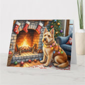 Bouviers des Flandres Fireplace Christmas Lights カード (正面)