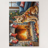 Bouviers des Flandres Fireplace Christmas Lights ジグソーパズル (縦)