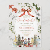 Bowそれは最も優れた時間のクリスマスの誕生日である 招待状 (正面/裏面)