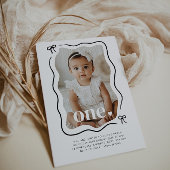 Bowウェー縁どフフォト1st誕生日招待状 招待状