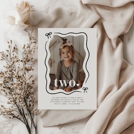 Bowウェー縁どフフォト2nd誕生日招待状 招待状