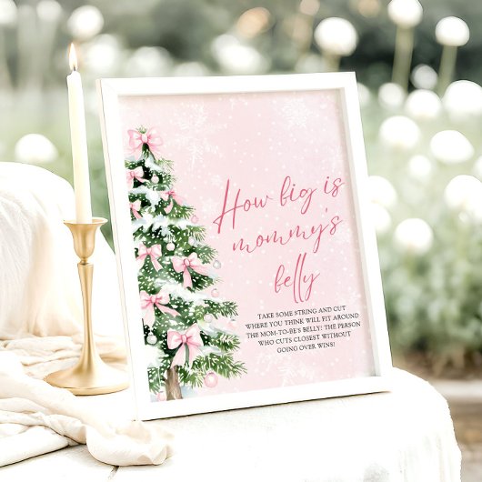 Bowクリスマスベビーシャワーどのように大きいママの腹 ポスター