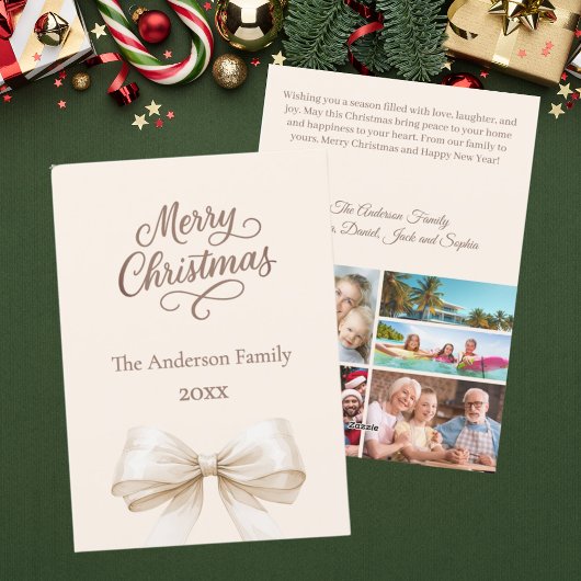 Bowクリーム写真年レビューmocha brownクリスマス シーズンカード