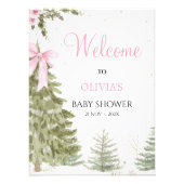 Bowピンクベビー寒い赤ちゃんシャワー歓迎サイン フォトプリント (正面)