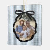 Bowフレーム名門私立校風のインジゴフォト セラミックオーナメント (左)