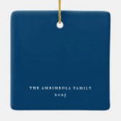 Bowフレーム名門私立校風のインジゴフォト セラミックオーナメント (裏面)