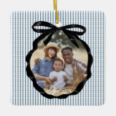 Bowフレーム名門私立校風のインジゴフォト セラミックオーナメント (正面)