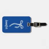 Bowラゲッジタグ |編集可能な青い背景 ラゲッジタグ (正面横)