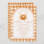 Bowリボンかわいこちゃんパイは途中ベビーシャワー 招待状 (正面/裏面)