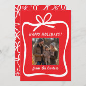 Bowリボンフレームクリスマスフォトカスタムー シーズンカード (正面/裏面)