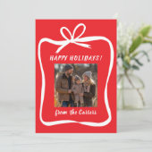 Bowリボンフレームクリスマスフォトカスタムー シーズンカード (スタンド正面)