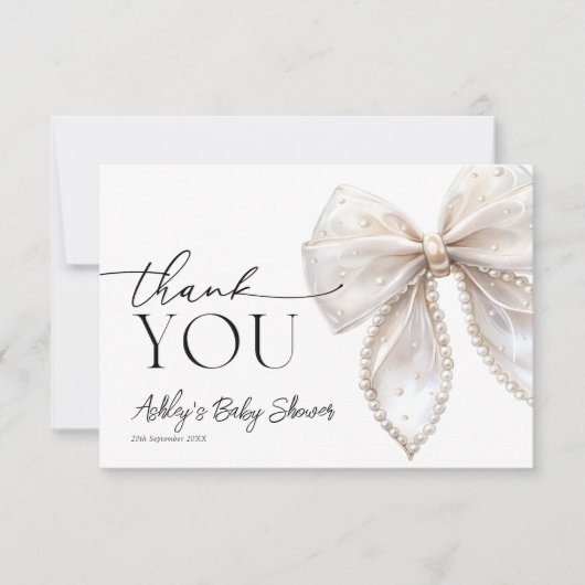 Bow女エレガント子の赤ちゃんシャワーありがとう カード (正面)