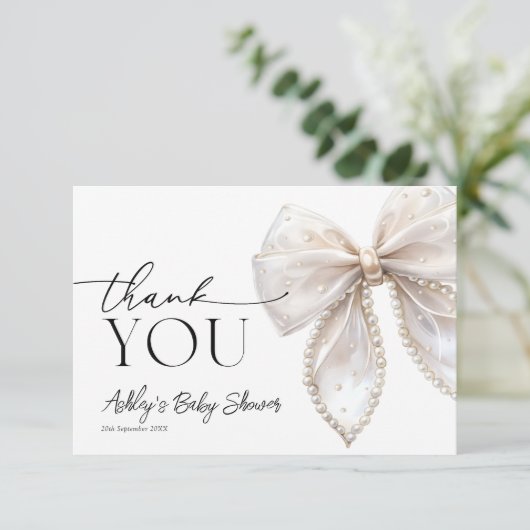 Bow女エレガント子の赤ちゃんシャワーありがとう カード (スタンド正面)