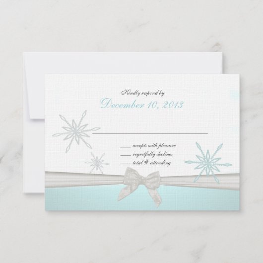 Bow応答を持つ冬の雪フォーマル片 出欠カード (正面)