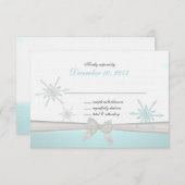 Bow応答を持つ冬の雪フォーマル片 出欠カード (正面/裏面)