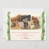 Bow素朴なクリスマス4写真の格子模様リボン シーズンカード (裏面)