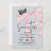Bow 16th Birthday ⎮Modern Pink Sweet 16 招待状 (正面)