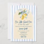 Bow A Sweet Little One Citrus Lemon Baby Shower 招待状 (正面)
