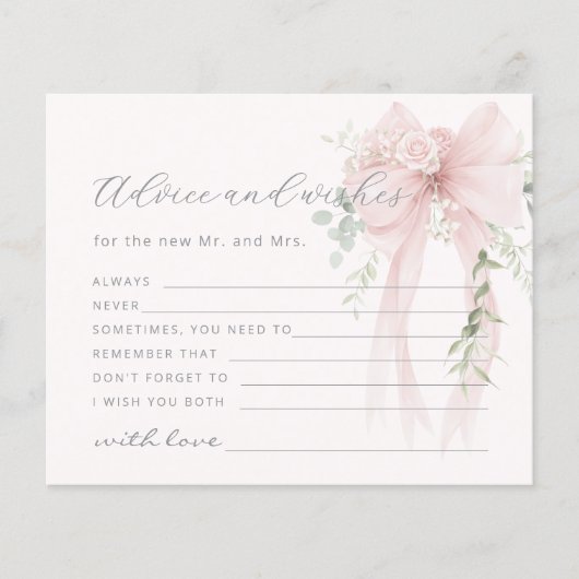 Bow Advice and wishes for the Bride card (正面)