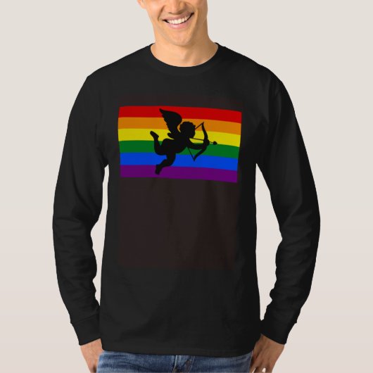Bow And Arrow Cupid Valentines Day Gay Pride Flag Tシャツ (正面)