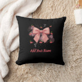 Bow and Cherries Throw Pillow クッション (ブランケット)