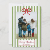Bow And Stripes Christmas Card 招待状 (正面)