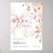 Bow Baby in Bloom ベビーシャワーのウェルカムサイン ポスター (正面)