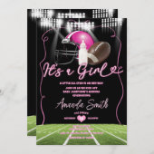 Bow Baby Showerを持つ女子アメリカンフットボール 招待状 (正面/裏面)