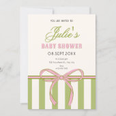 Bow baby shower 招待状 (正面)