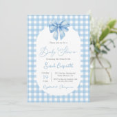 Bow Baby Shower Boy invitation with bow 招待状 (スタンド正面)