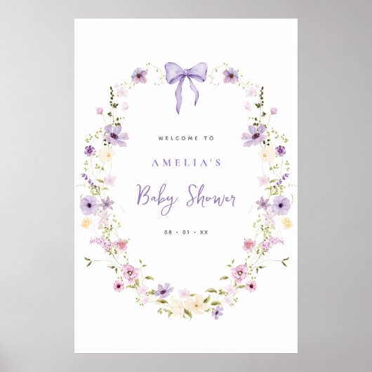 Bow Baby Shower Download Welcome Sign Poster ポスター (正面)