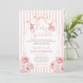 Bow Blush Pink Baby Sprinkle Pumpkin Baby Shower 招待状 (スタンド正面)