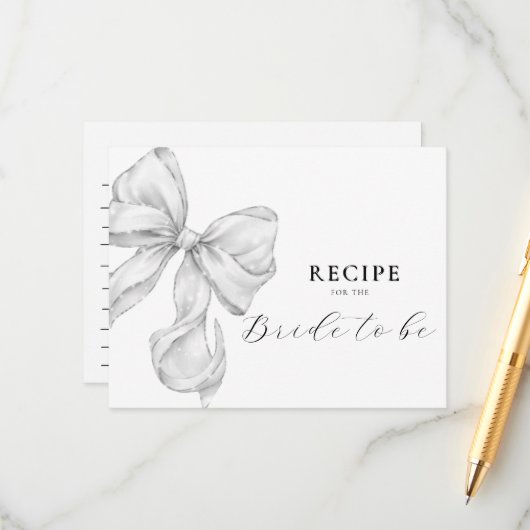 Bow Bridal Shower Recipe エンクロージャーカード (正面/裏面インサイチュ)