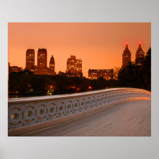 Bow Bridge at Twilight in Central Park, NYC ポスター
