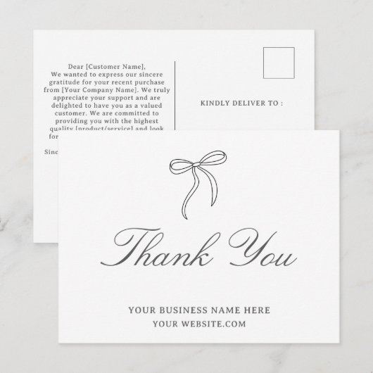 Bow Business Thank You  ポストカード (正面/裏面)