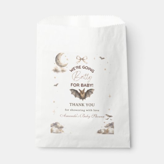 Bow Celestial We're Going Batty for Baby Shower フェイバーバッグ (正面)