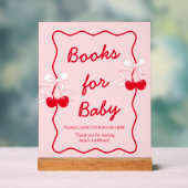 Bow Cherry Baby Shower Books for Baby アクリルサイン (ニュートラル)