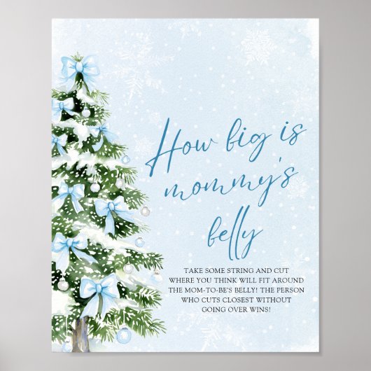 Bow Christmas Baby Shower How Big Is Mommy's Belly ポスター (正面)