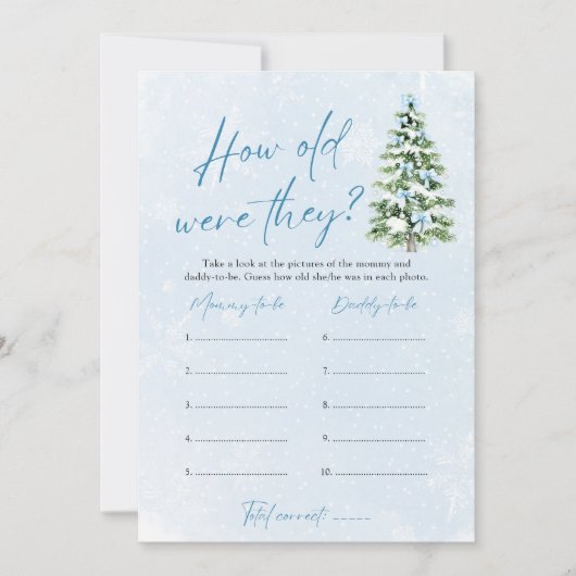 Bow Christmas Baby Shower How Old Were They Game 招待状 (正面)